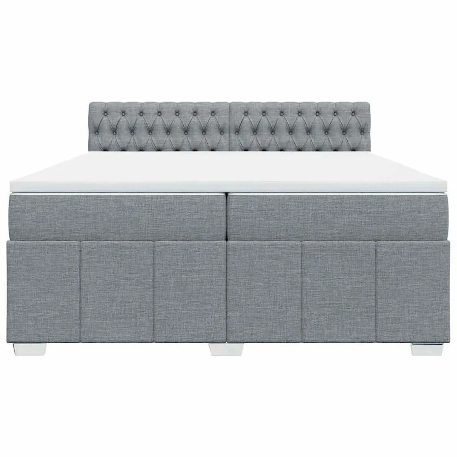 Sommier à lattes de lit avec matelas Gris clair 200x200cm Tissu - 6