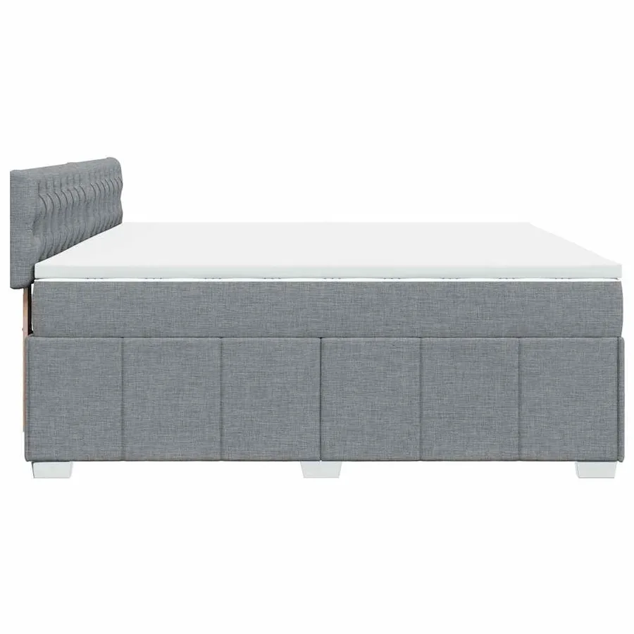 Sommier à lattes de lit avec matelas Gris clair 200x200cm Tissu - 7
