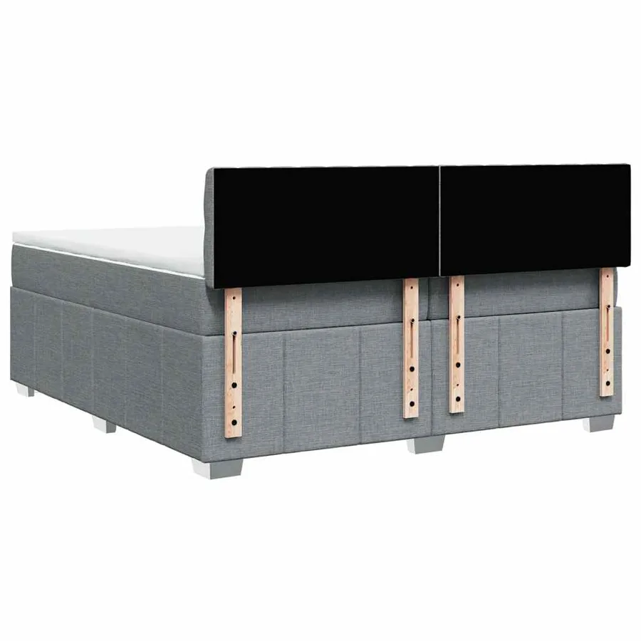 Sommier à lattes de lit avec matelas Gris clair 200x200cm Tissu - 8
