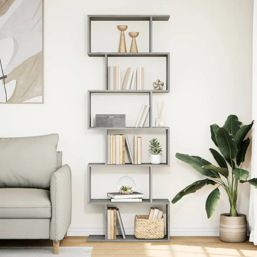 Étagère séparatrice de pièce 6 niveaux sonoma gris 70x24x193 cm - 3