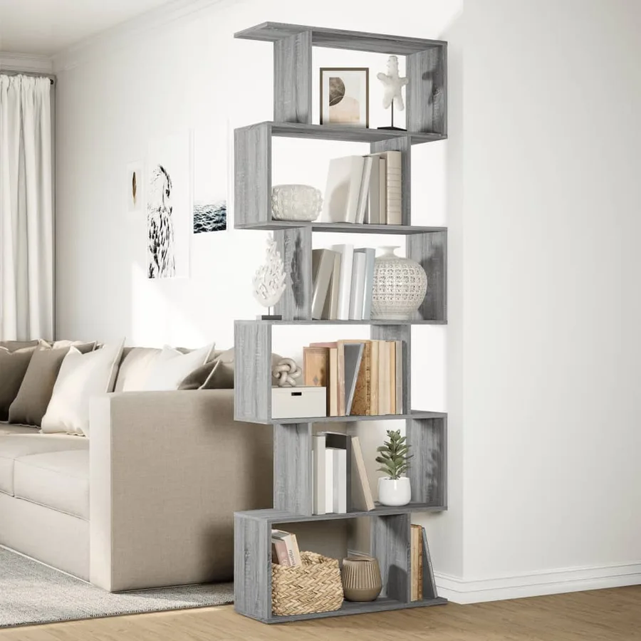 Étagère séparatrice de pièce 6 niveaux sonoma gris 70x24x193 cm - 4