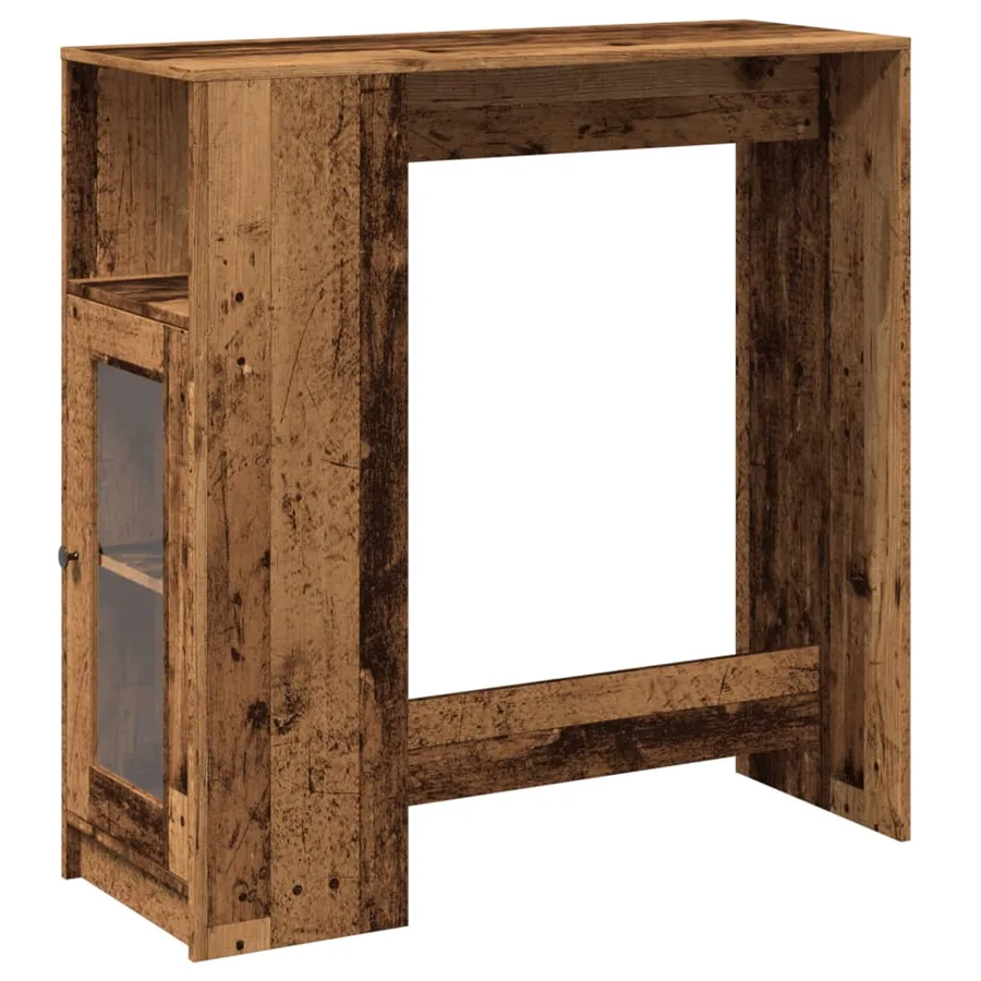 Table de bar avec étagères vieux bois bois d'ingénierie - 2