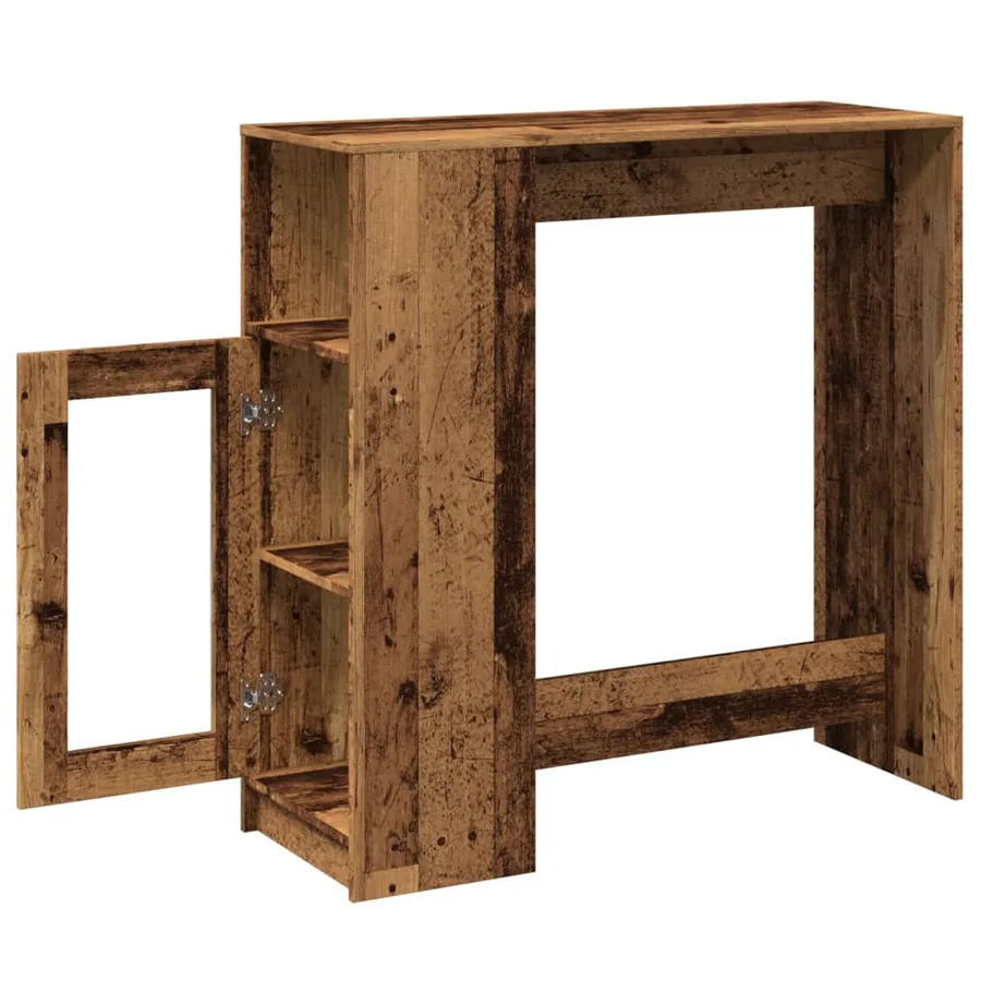 Table de bar avec étagères vieux bois bois d'ingénierie - 5