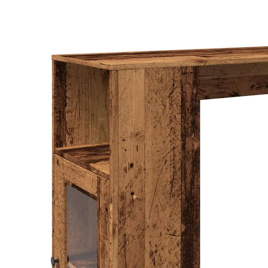 Table de bar avec étagères vieux bois bois d'ingénierie - 9