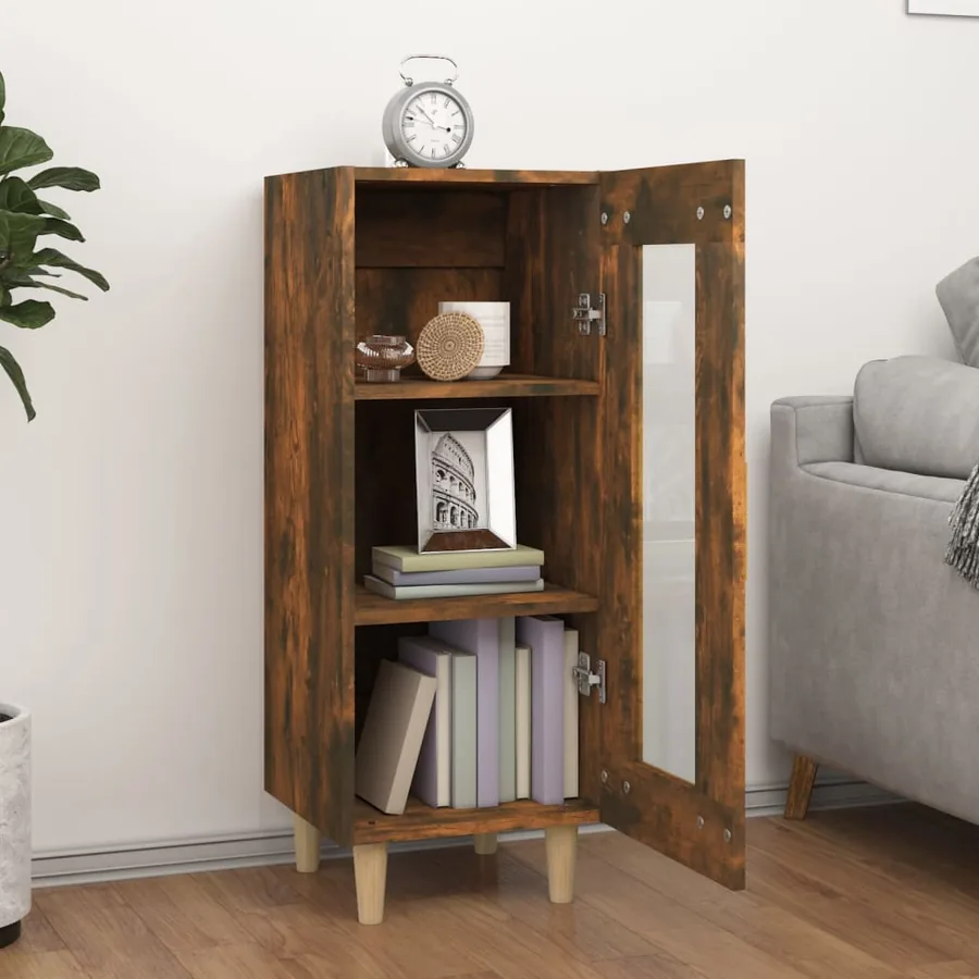 Buffet Chêne fumé 34,5x34x90 cm Bois d'ingénierie - 3