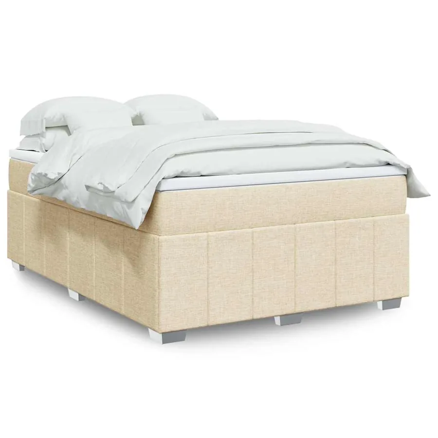 Sommier à lattes de lit avec matelas Crème 140x190 cm Tissu