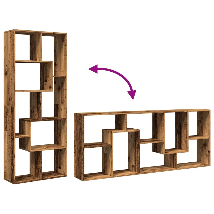 Étagère séparatrice de pièce vieux bois 67x25x161,5 cm - 8