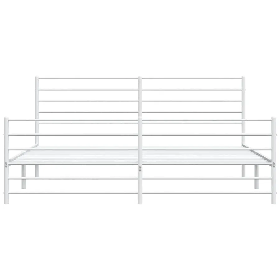Cadre de lit métal sans matelas et pied de lit blanc 183x213 cm - 6