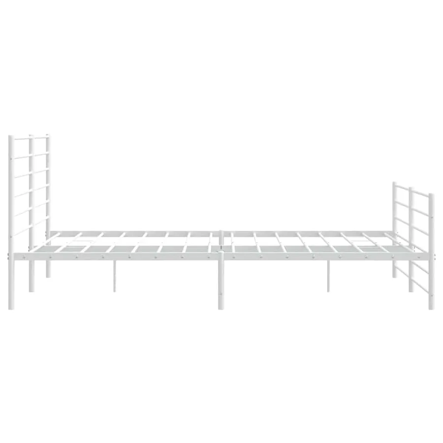 Cadre de lit métal sans matelas et pied de lit blanc 183x213 cm - 7