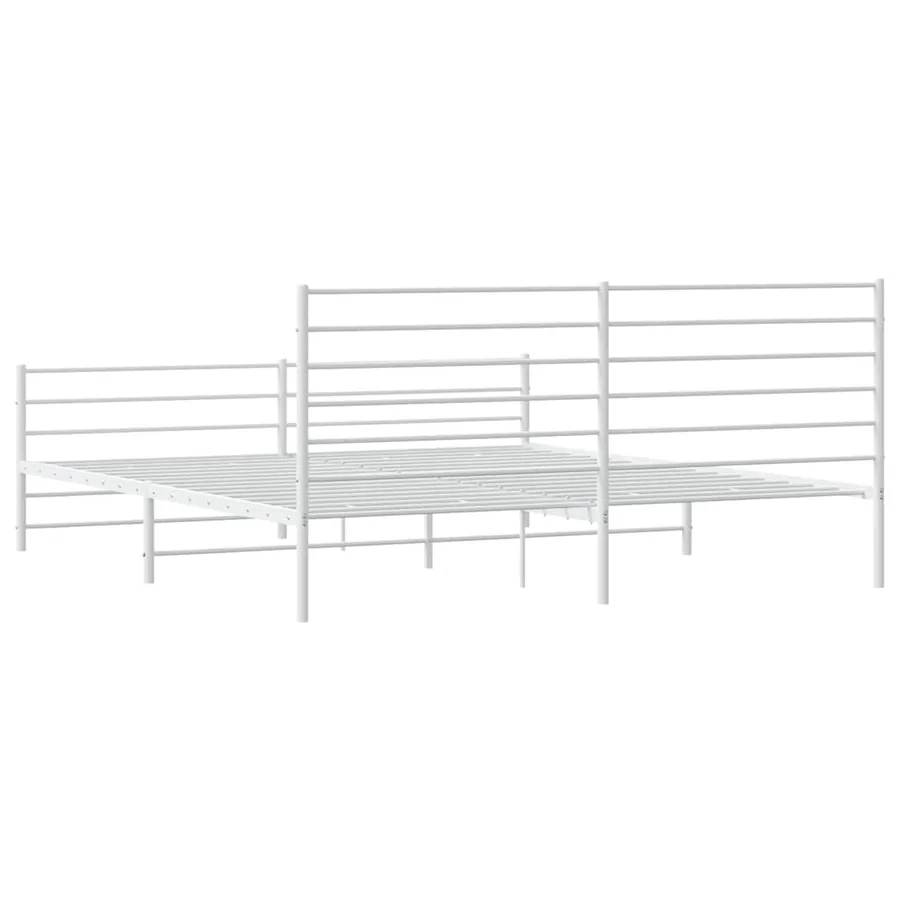 Cadre de lit métal sans matelas et pied de lit blanc 183x213 cm - 8