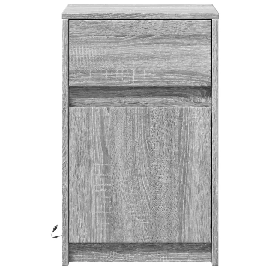 Armoires de chevet et lumières LED 2 pcs sonoma gris - 6