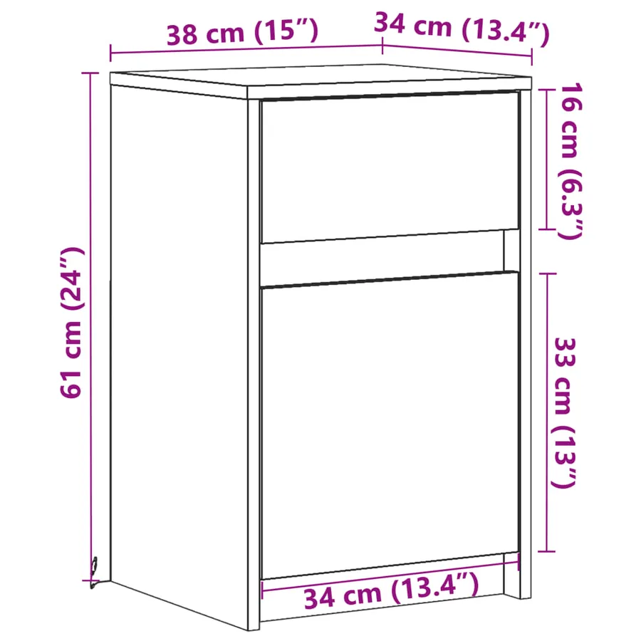Armoire de chevet avec lumières LED chêne sonoma - 15