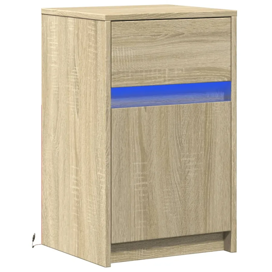 Armoire de chevet avec lumières LED chêne sonoma - 3