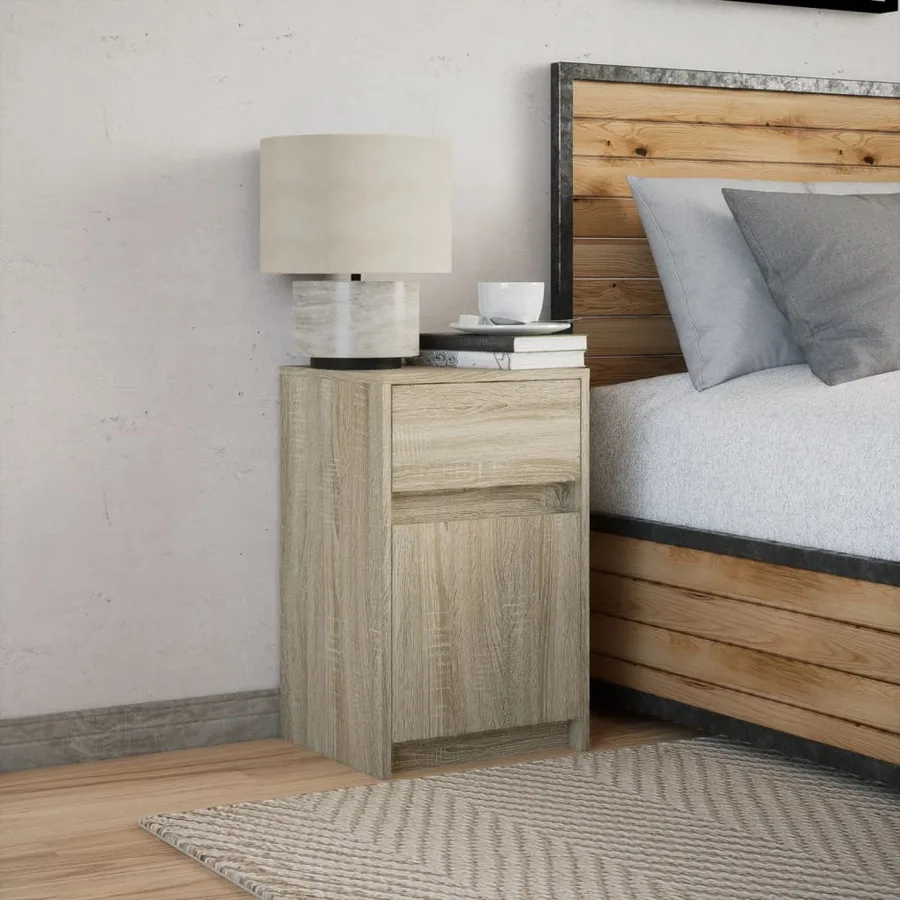 Armoire de chevet avec lumières LED chêne sonoma - 5