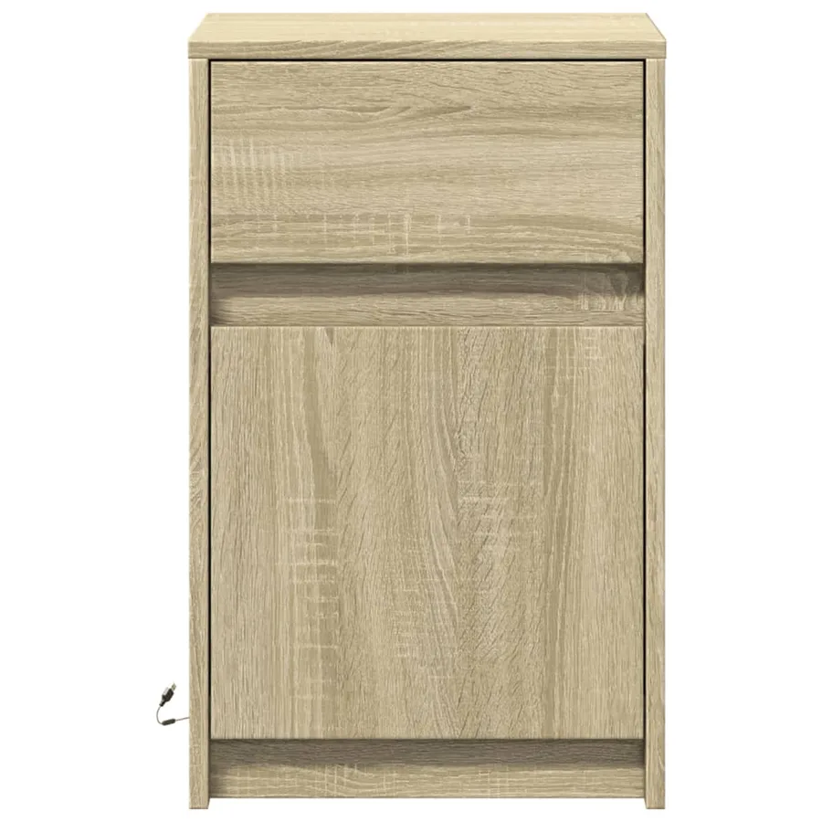 Armoire de chevet avec lumières LED chêne sonoma - 6