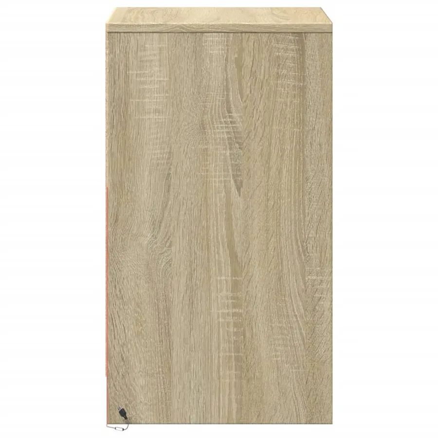 Armoire de chevet avec lumières LED chêne sonoma - 7