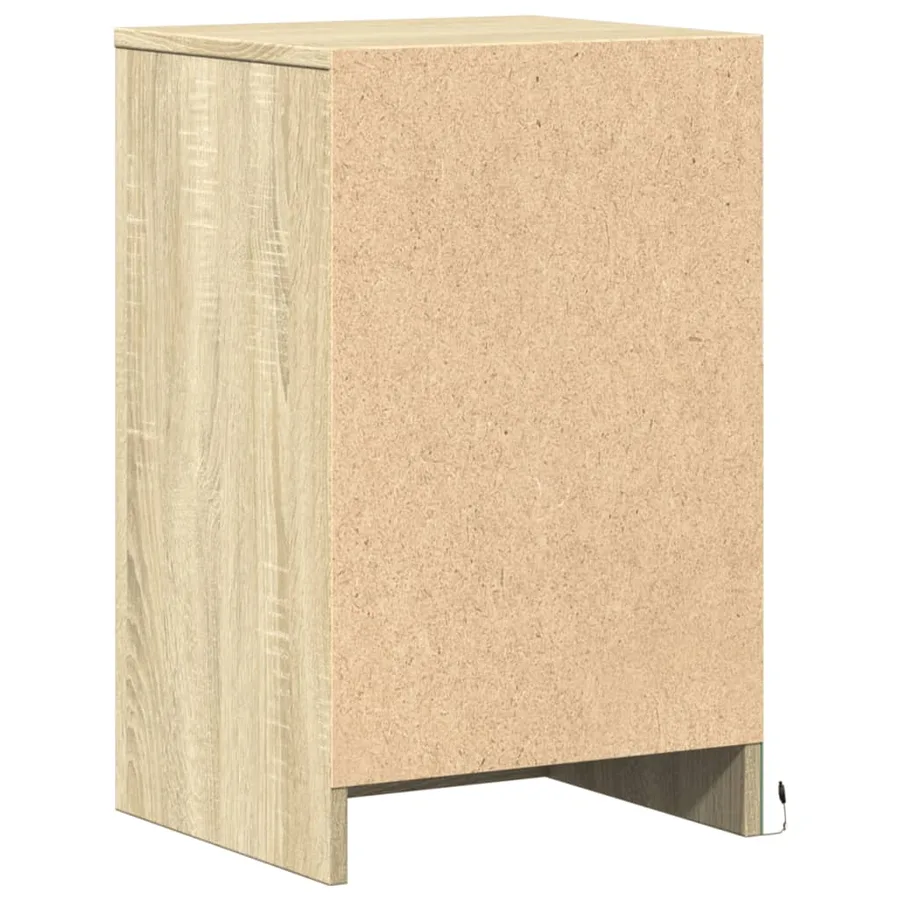 Armoire de chevet avec lumières LED chêne sonoma - 8