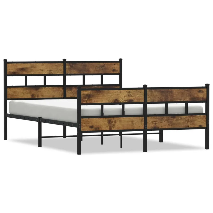 Cadre de lit en métal sans matelas chêne fumé 160x200 cm - 2