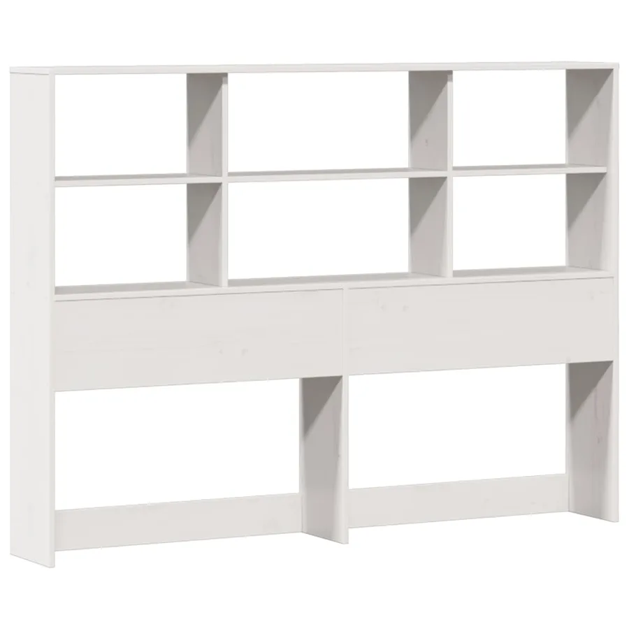 Lit bibliothèque sans matelas blanc 140x190 cm bois pin massif - 7