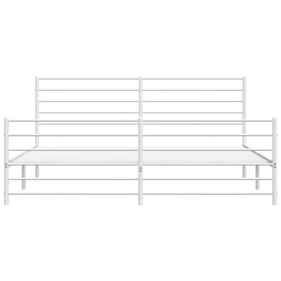 Cadre de lit métal sans matelas et pied de lit blanc 200x200 cm - 6