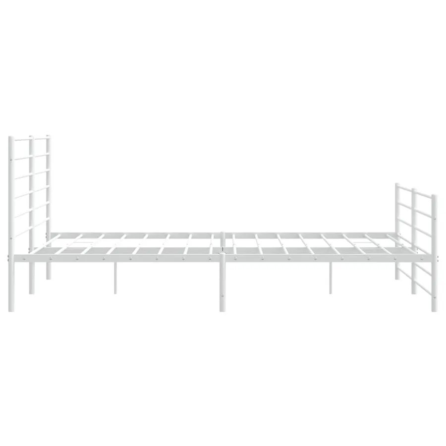 Cadre de lit métal sans matelas et pied de lit blanc 200x200 cm - 7
