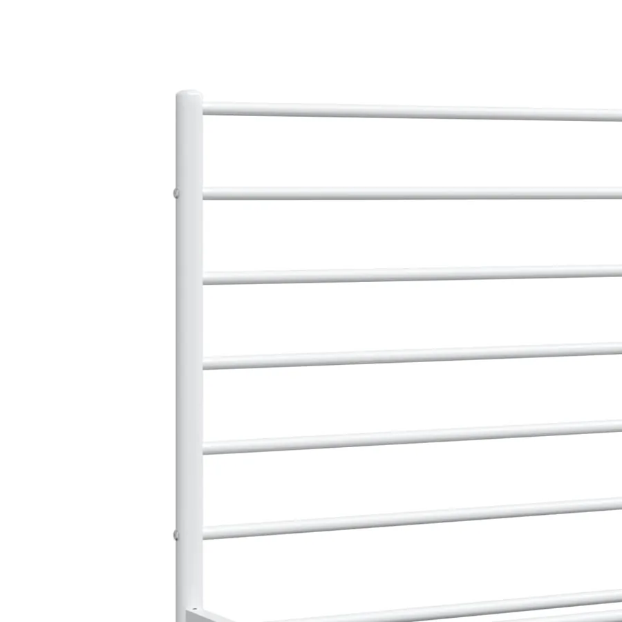 Cadre de lit métal sans matelas et pied de lit blanc 200x200 cm - 9