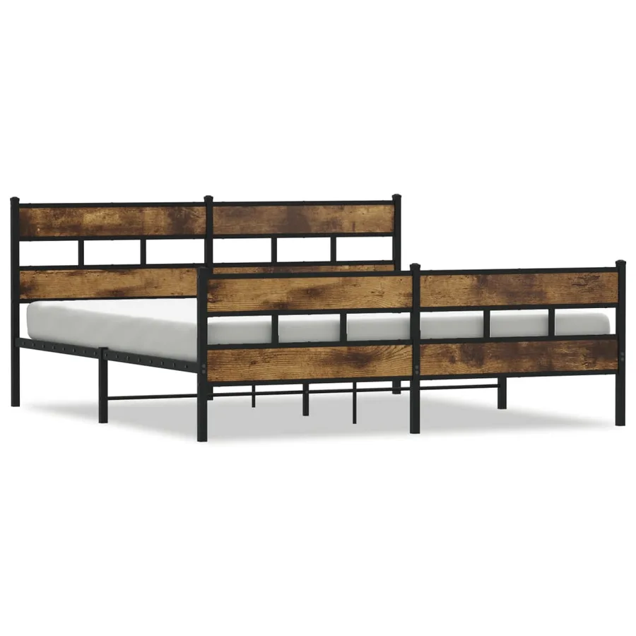 Cadre de lit en métal sans matelas chêne fumé 183x213 cm - 2