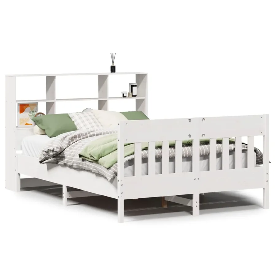 Cadre de lit sans matelas blanc 140x200 cm bois de pin massif - 2