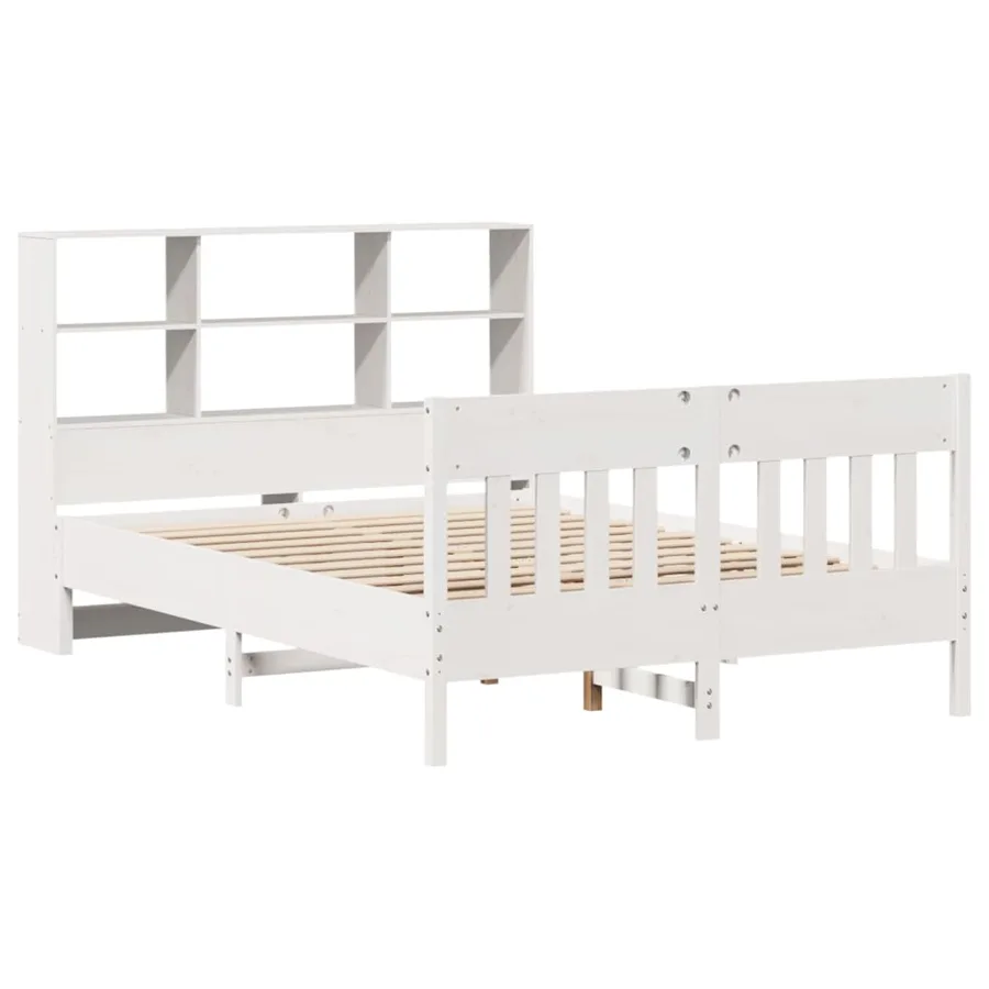 Cadre de lit sans matelas blanc 140x200 cm bois de pin massif - 3