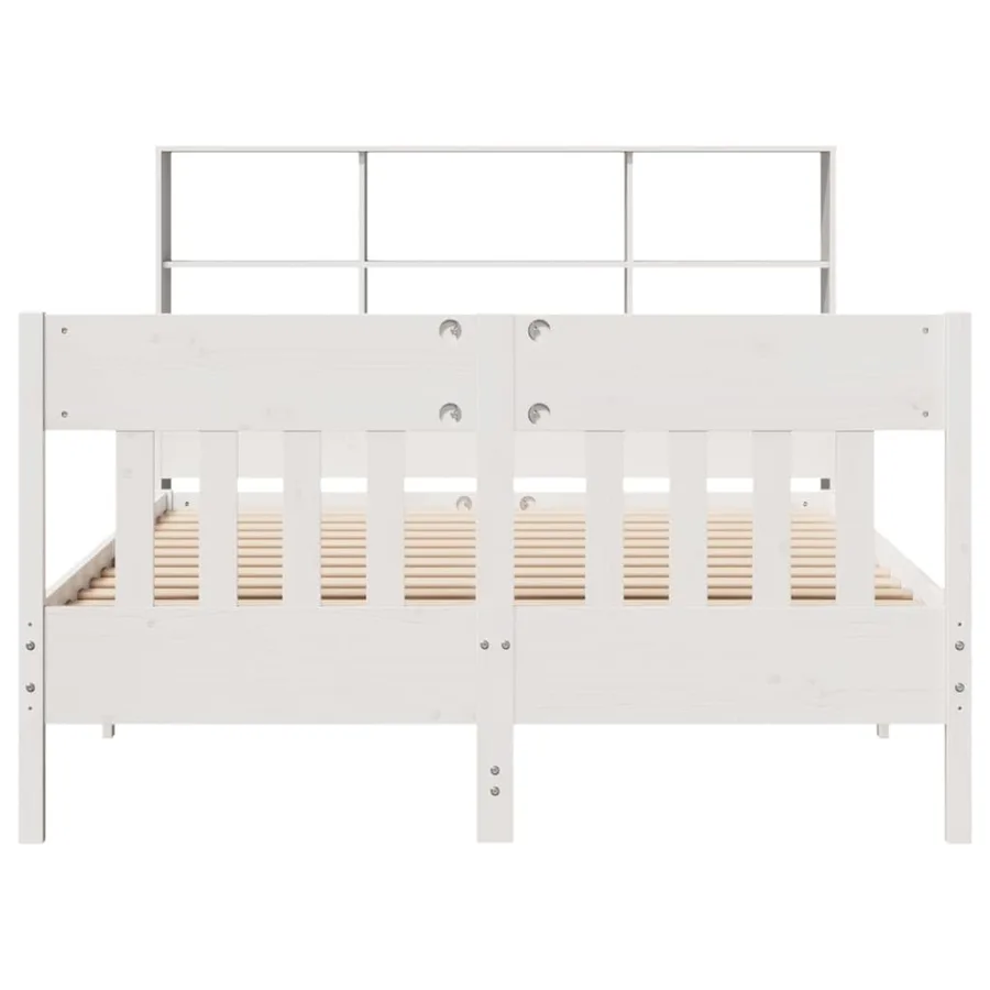 Cadre de lit sans matelas blanc 140x200 cm bois de pin massif - 4