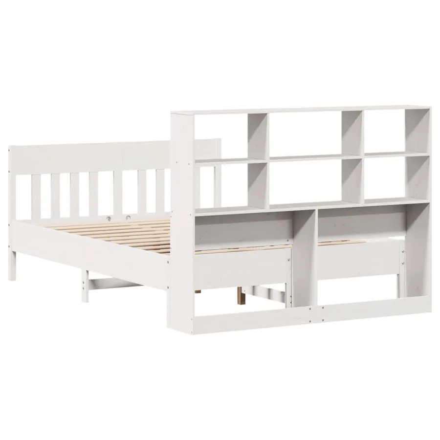 Cadre de lit sans matelas blanc 140x200 cm bois de pin massif - 8