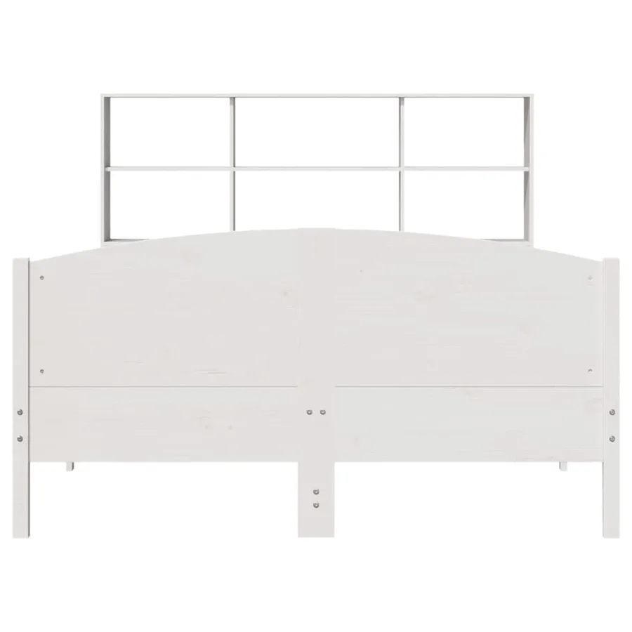 Lit bibliothèque sans matelas blanc 140x190 cm bois pin massif - 4