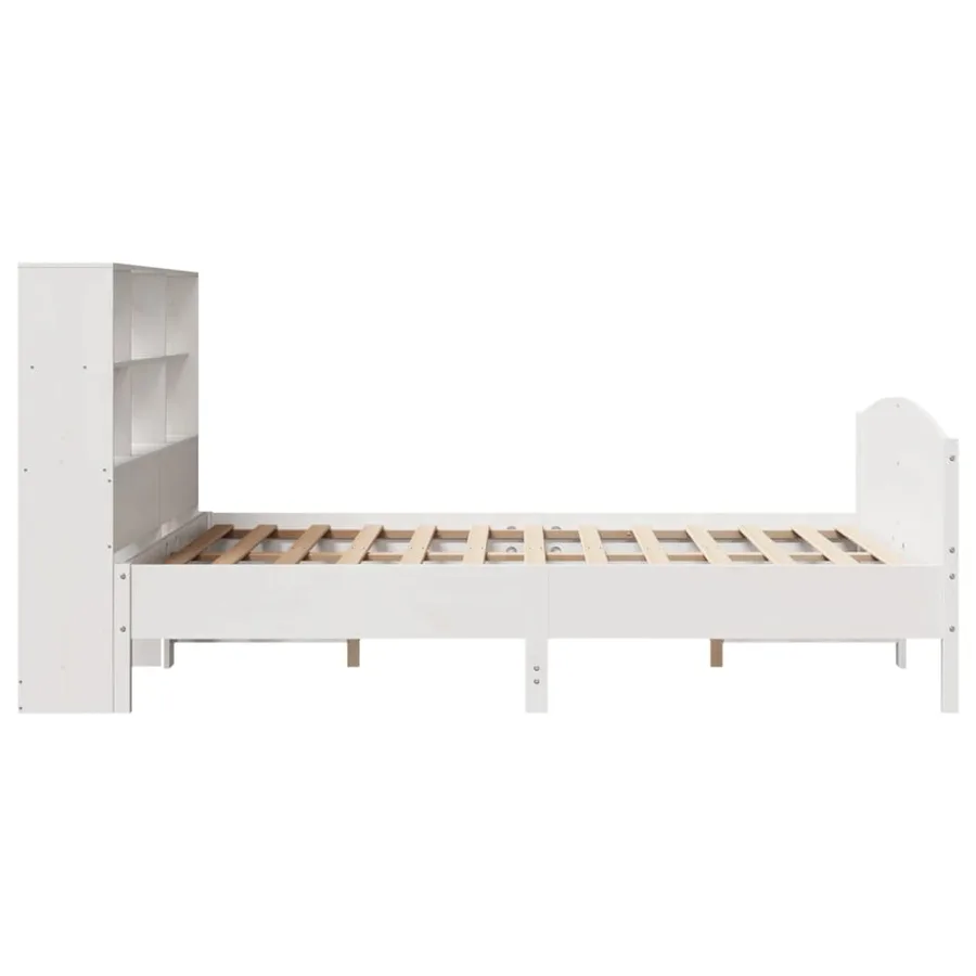 Lit bibliothèque sans matelas blanc 140x190 cm bois pin massif - 5