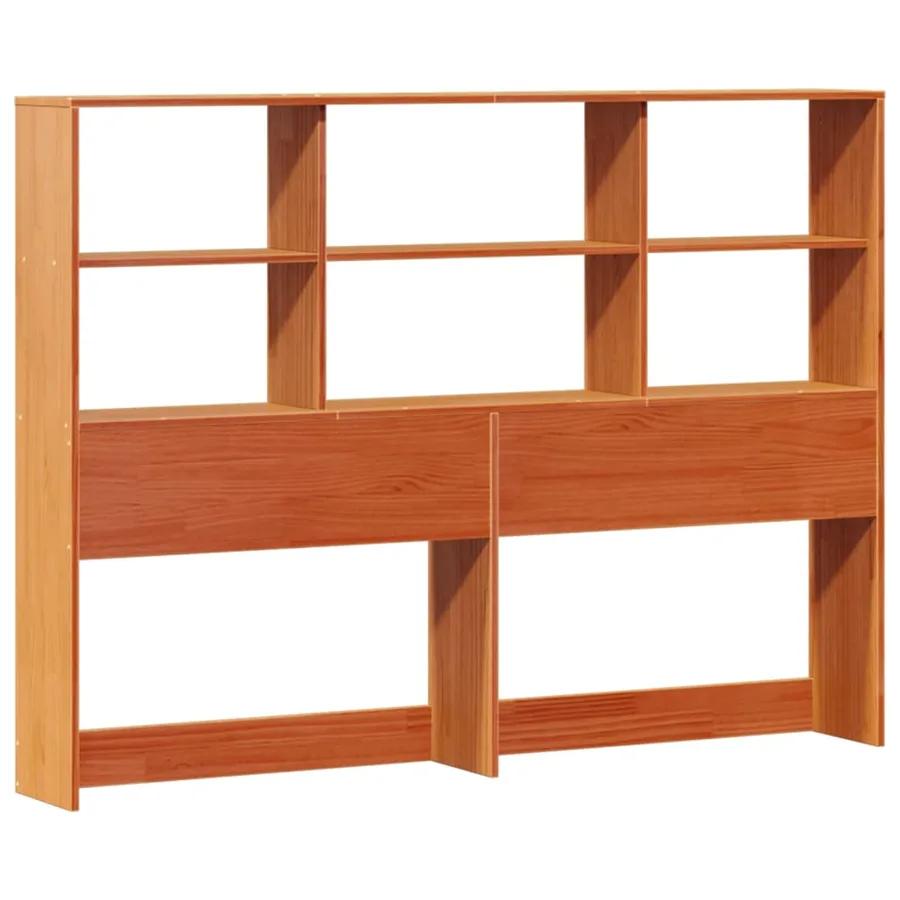 Lit bibliothèque sans matelas cire marron 160x200 cm pin massif - 7