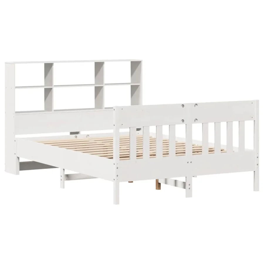 Cadre de lit sans matelas blanc 140x190 cm bois de pin massif - 3