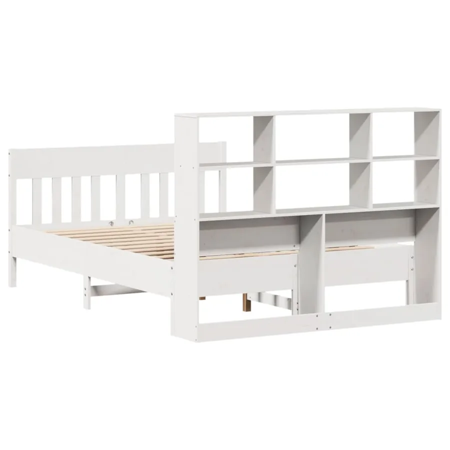 Cadre de lit sans matelas blanc 140x190 cm bois de pin massif - 8