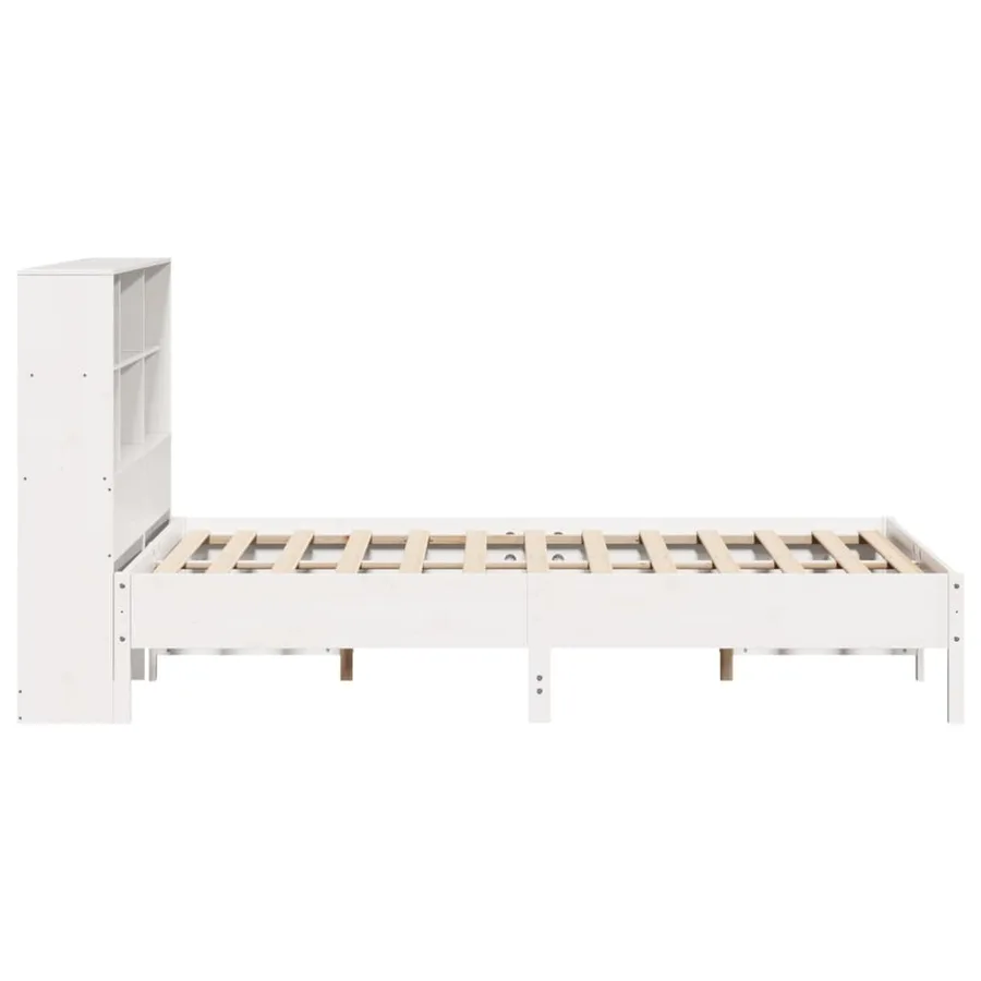 Lit bibliothèque sans matelas blanc 160x200 cm bois pin massif - 5