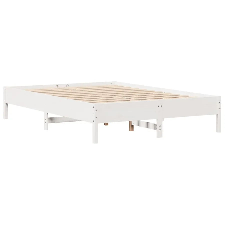 Lit bibliothèque sans matelas blanc 160x200 cm bois pin massif - 8
