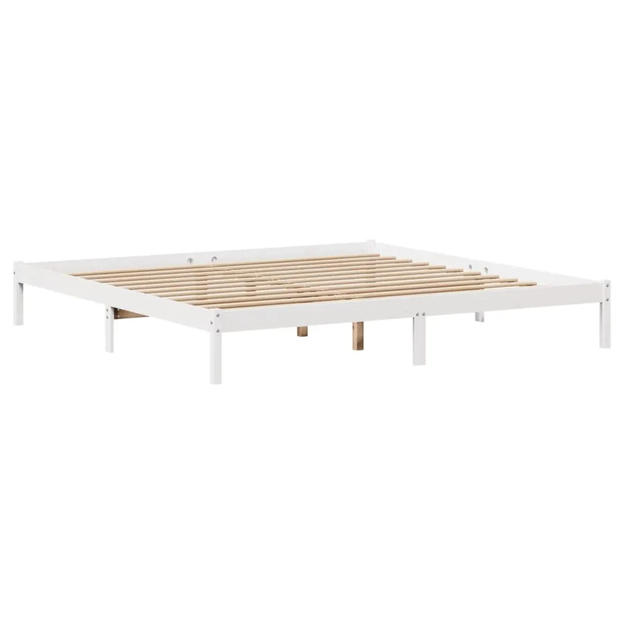 Lit bibliothèque sans matelas blanc 180x200 cm bois pin massif - 5