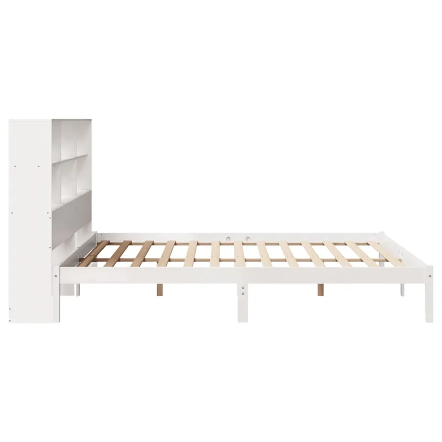Lit bibliothèque sans matelas blanc 180x200 cm bois pin massif - 7
