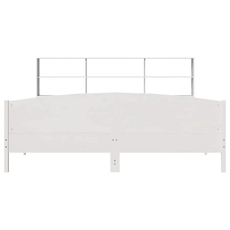 Lit bibliothèque sans matelas blanc 180x200 cm bois pin massif - 4