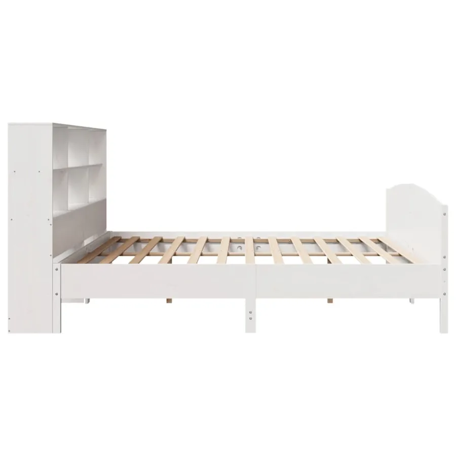 Lit bibliothèque sans matelas blanc 180x200 cm bois pin massif - 5