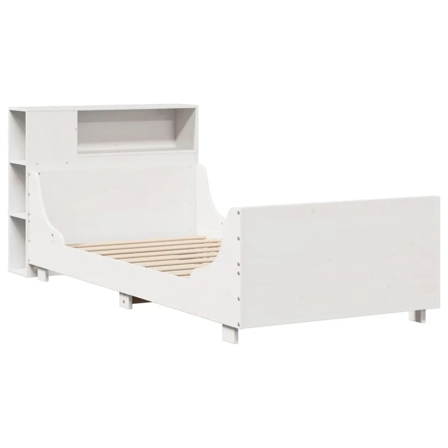 Cadre de lit sans matelas blanc 75x190 cm bois de pin massif - 3