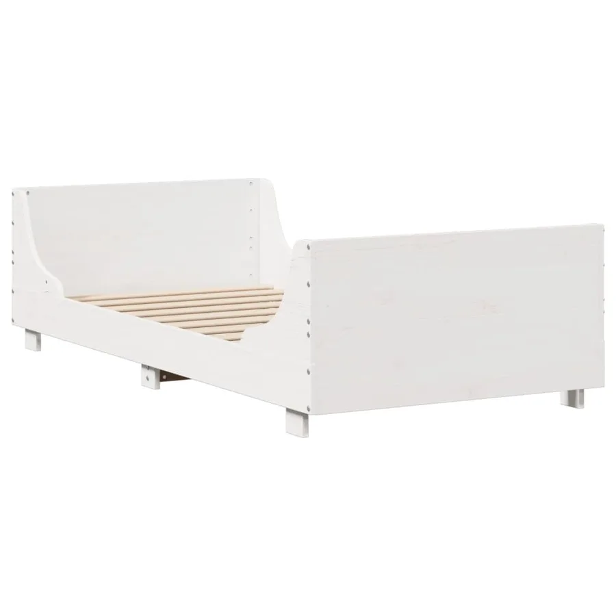 Cadre de lit sans matelas blanc 75x190 cm bois de pin massif - 5