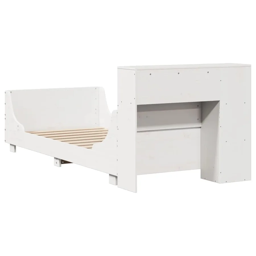 Cadre de lit sans matelas blanc 75x190 cm bois de pin massif - 8