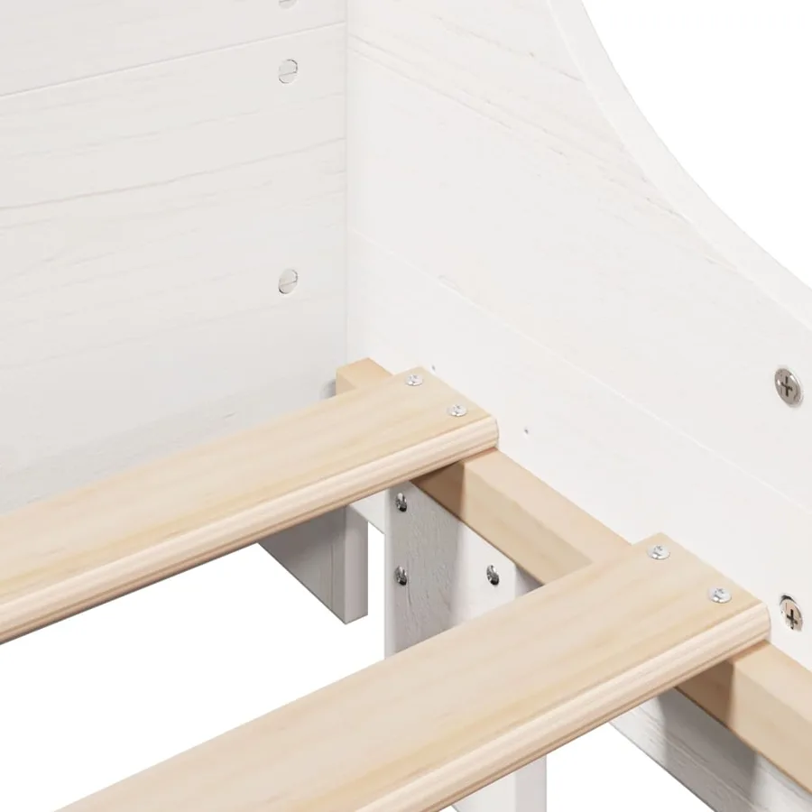 Cadre de lit sans matelas blanc 75x190 cm bois de pin massif - 9
