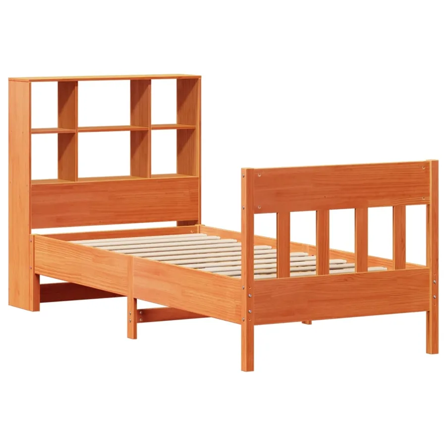 Cadre de lit sans matelas cire marron 100x200cm bois pin massif - 3