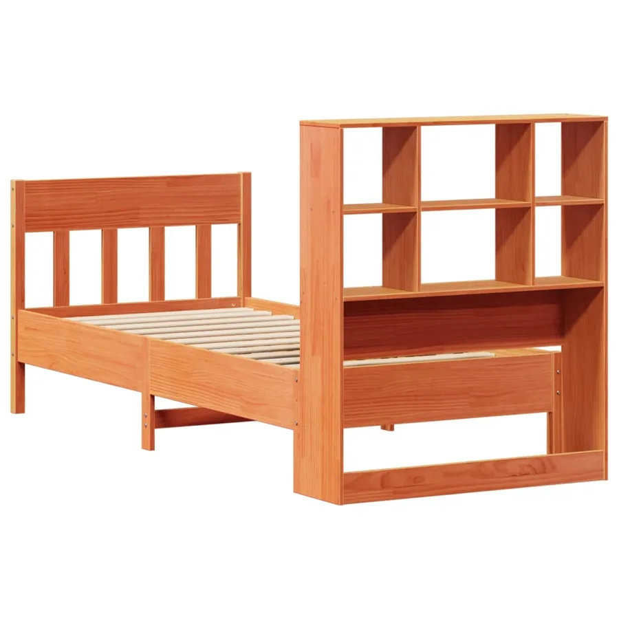 Cadre de lit sans matelas cire marron 100x200cm bois pin massif - 8
