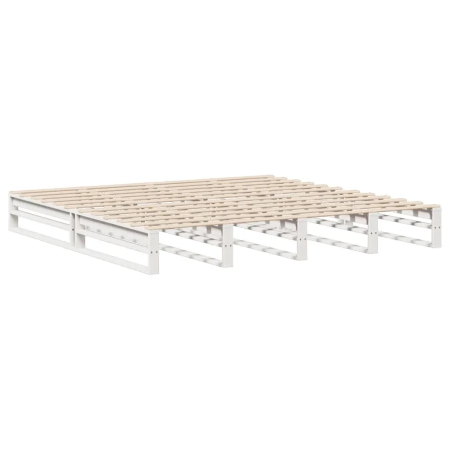 Lit bibliothèque sans matelas blanc 180x200 cm bois massif - 5