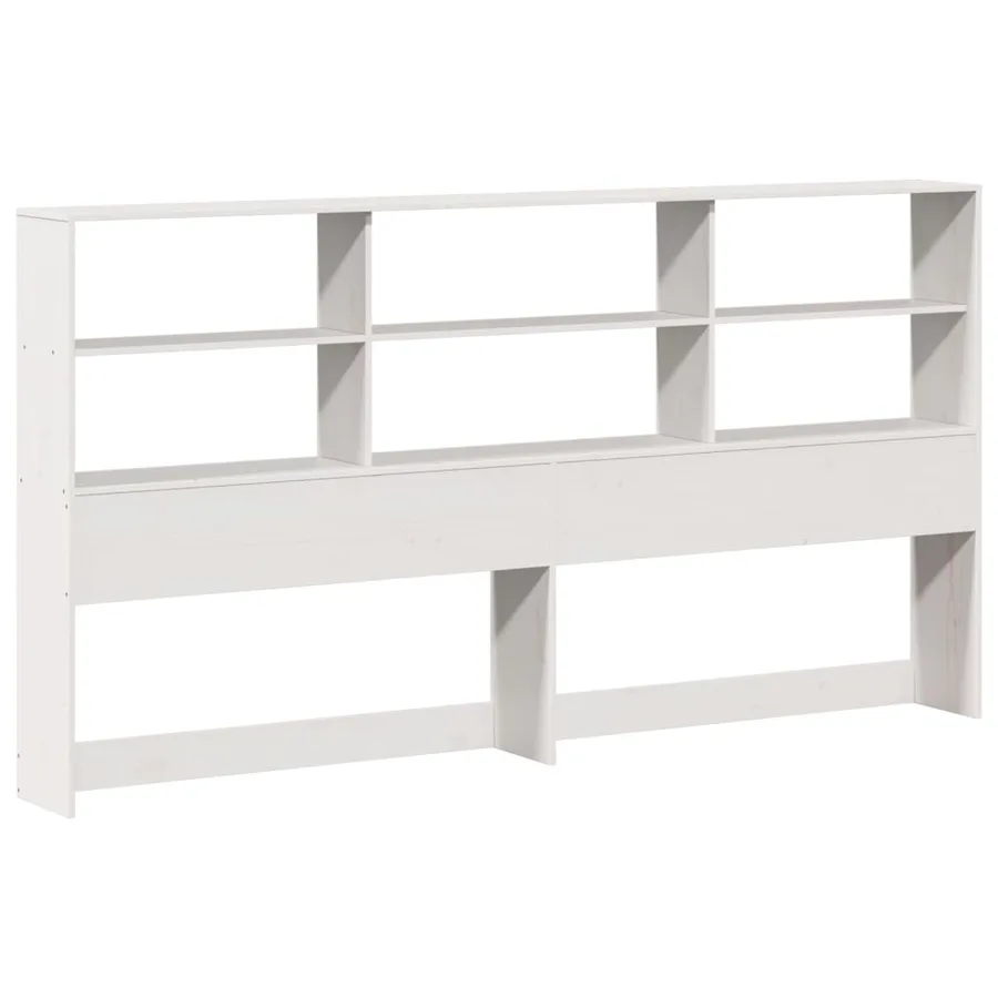Lit bibliothèque sans matelas blanc 180x200 cm bois massif - 6
